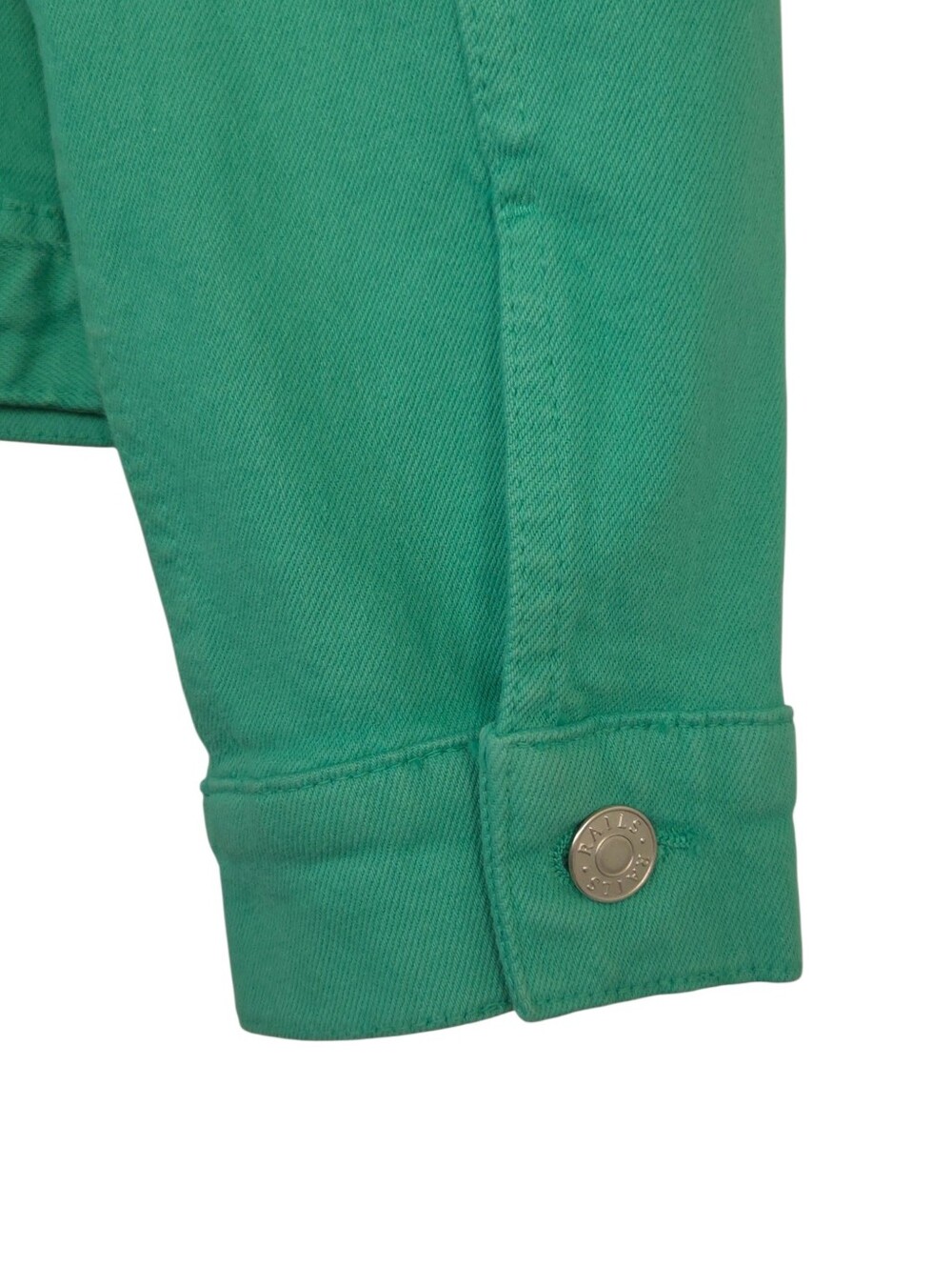 Rails The Mulholland Emerald Green Denim Trucker Jacket Size L Color Pop - Picture 4 of 11